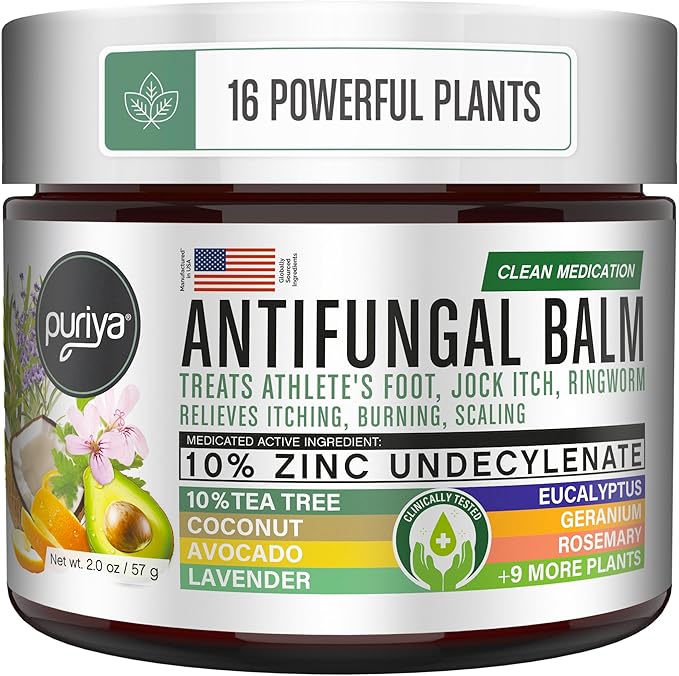 Puriya Clinically Proven Antifungal Cream for Skin Fungus, Extra-Strength Athletes Foot Cream Treatment, Jock Itch, Ringworm Treatment for Humans, Anti Fungal Itchy Skin Relief with Tea Tree Oil