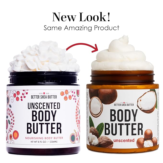 Unscented Body Butter for Dry Skin | with Raw Shea Butter and Jojoba Oil | Deep Moisturizer Safe for Sensitive Skin, Non Greasy, Fragrance Free | 8 oz