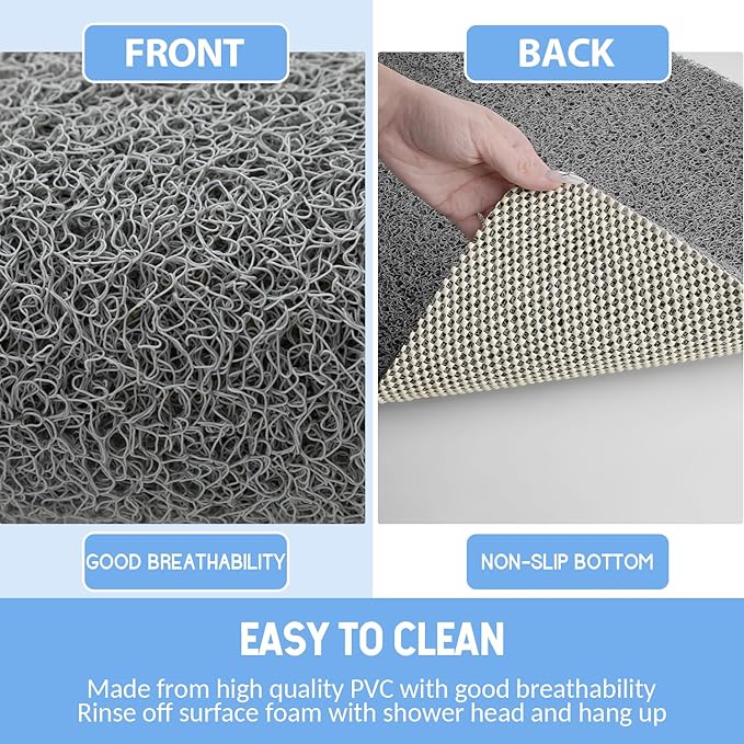 Non-Slip Shower Mat Bathtub Mat for Bath Tub,Anti Slip Bath Tub Mat,Floor Mat,Soft PVC Loofah Bathroom Mats,Foot Scrubber Mat,Quick Drying Easy Cleaning Mats for Wet Areas（40 * 16 Grey）