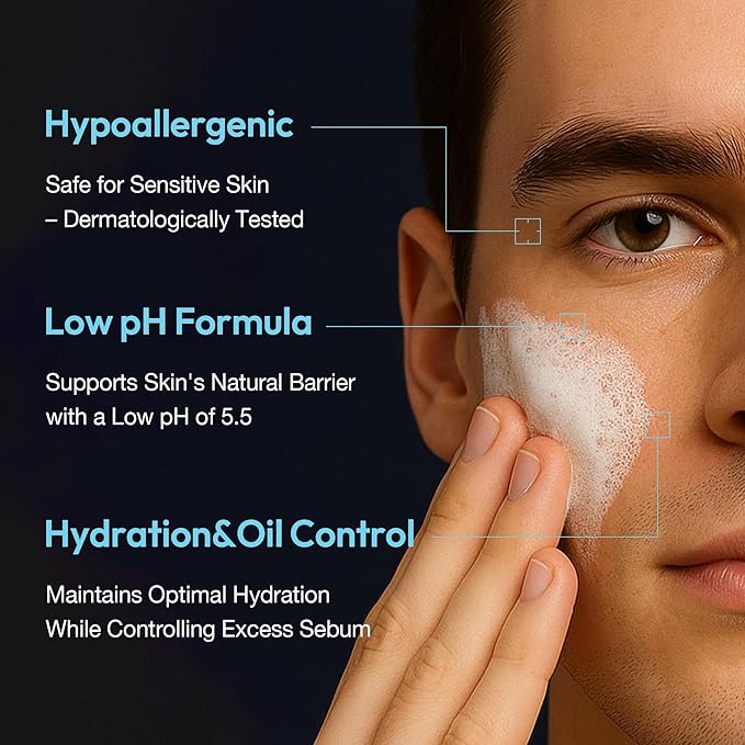 Dual Pore Cleanser, Oil to Foam Daily Facial Wash, Exfoliating Salicylic Acid & Deep Pore Cleansing, Hydrating Facial Cleanser with pH-Balanced Formula, Suitable for Oily, Dry, Sensitive Skin