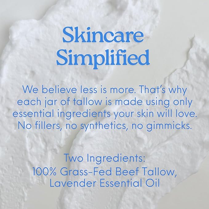 Mellow Moo'd Whipped Grass Fed Beef Tallow - Face + Body Cream - Tallow Moisturizer for Sensitive Skin - Natural Body Butter Lotion XTRA Large 9 FL OZ - Made In USA (9oz, Lavender)