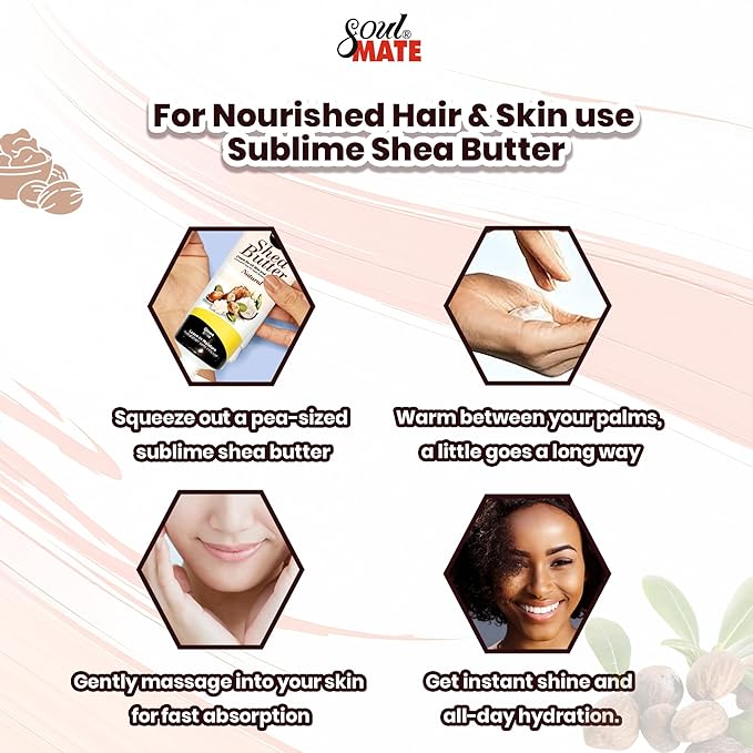 SOUL MATE Shea Butter Infused with Natural Plant Extracts| Moisturizer with Coconut Oil & Olive Oil for Skin & Hair | Body Butter for Deep Hydration