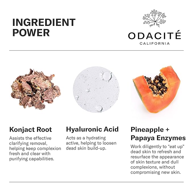 Odacité Exfoliating Face Peel Mask - Bioactive Rose Gommage, Pineapple, and Hyaluronic Acid Gel Glow Recipe- Resurfacing Enzyme Mask for Dullness, Clogged Pores and Dead Skin Build Up, 1.69 fl oz
