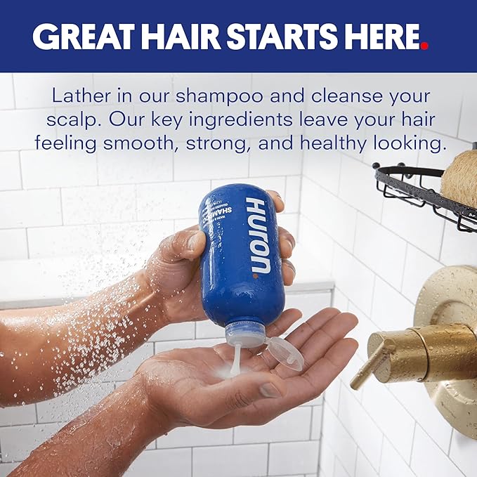 Huron Clean Citrus Woods Men's Shampoo – Strengthening, Hydrating & Nourishing – Sulfate-Free, Vegan & Cruelty-Free – 12 oz – Invigorating Citrus & Mint Scent