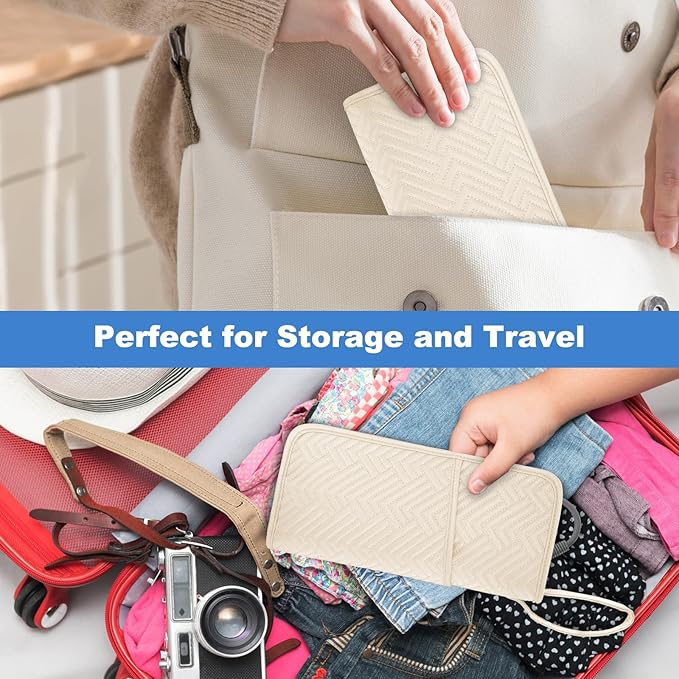 SITHON Hot Iron Holder & Mat, Heat Resistant Hair Tools Travel Bag Portable Hot Tools Organizer Cover Pouch for Curling Irons, Flat Irons, Hair Straightener and Styling Tools (Bag Only) (Beige)