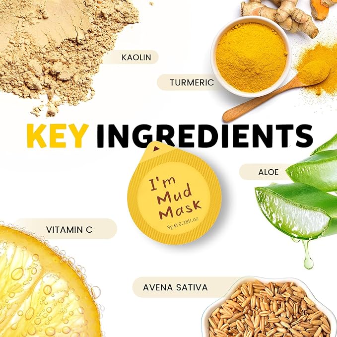 Clay Facial Mask Set 9 Pack - Turmeric Clay Mask - Rose - Dead Sea Minerals Mud Mask, Skincare Gift Set - Brightening, Moisturize & Deep cleansing for Dry, Sensitive Skin, Travel-Friendly & Portable