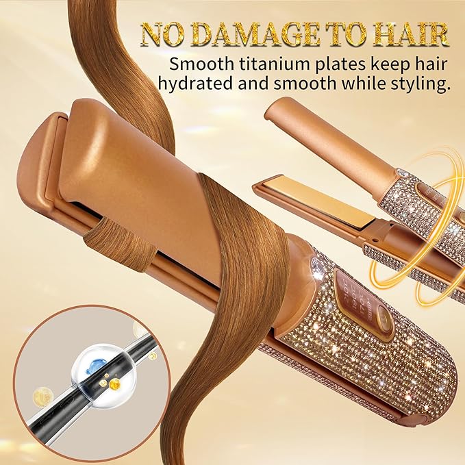 Cordless Hair Straightener, Portable Straightener 2 in 1 for Hair Straightening and Curling,5000mAh Mini Travel Hair Straightener,Fast Heating Titanium Flat Iron, 210°C/410°F Within Seconds (Libre)