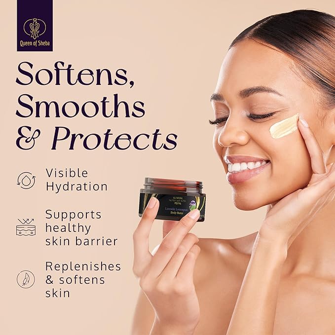 African Shea Butter Raw Organic Unrefined Shea Butter for Face 4 Oz (Pack of 1) Lavender Lemongrass - Organically Certified USDA for All Skin Types Body and Hair Moisturizing Skincare