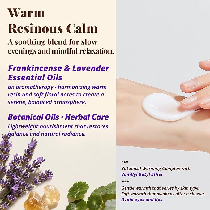 Frankincense & Lavender Aromatherapy Body & Massage Lotion, Hydrating Moisture with a Warm Resinous-Floral Essential Oil Aroma for a Gentle Self-Care Experience, 3.4 fl oz / 100 ml