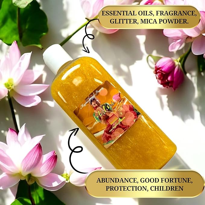 Lakshmi Shower Gel – 8 oz Handmade Ritual Body Wash Charged at Altars for Wealth, Abundance, Beauty & Blessings – Inspired by Hindu Goddess – Vegan & Sulfate-Free