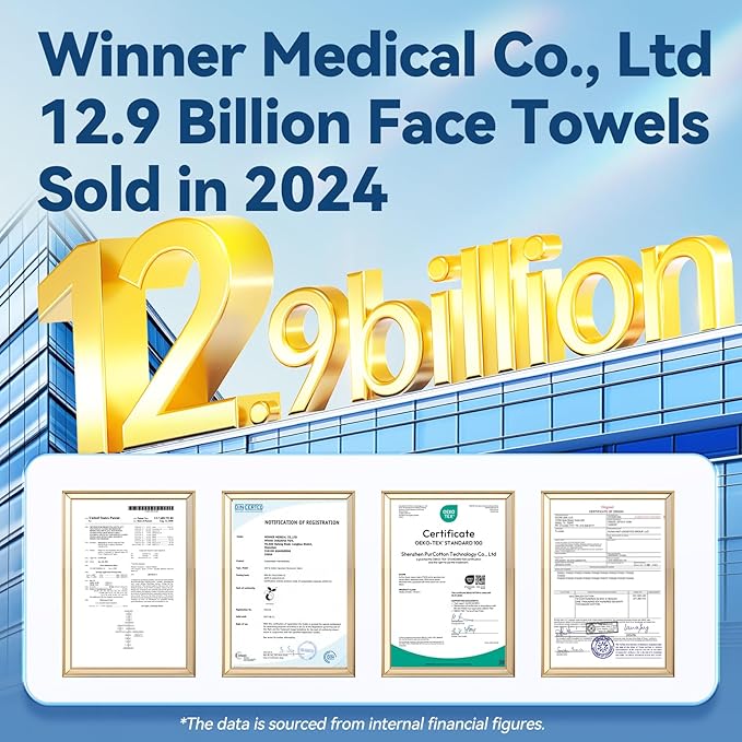 Winner Soft Face Towels, 100% USDA Biobased Facial Towels, 6 Packs per Case, 36 Bags Total
