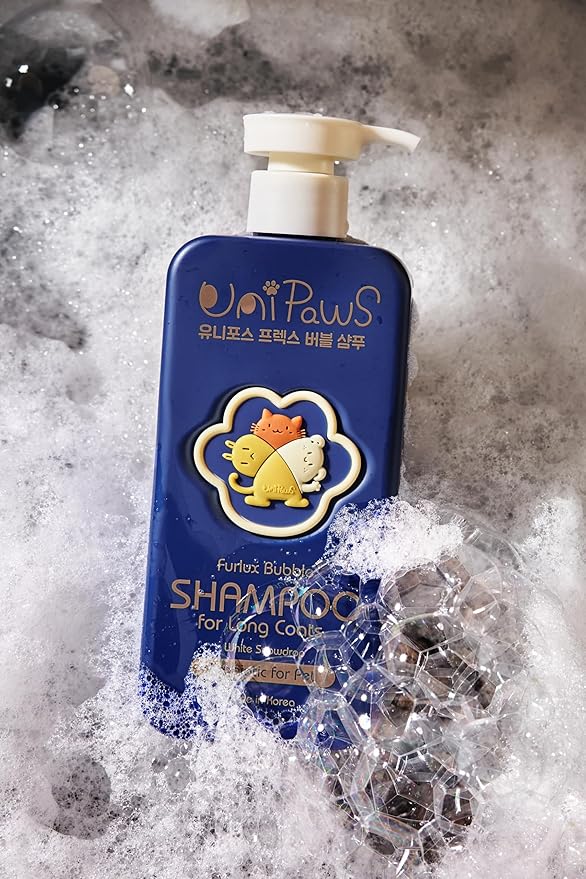 Unipaws Biotin Dog Shampoo for Long-Haired Coats – Deshedding, Detangling & Moisturizing for Silky, Tangle-Free Fur with Probiotics - EWG Green & Light Elegent Scent, Made in Korea, 16.9 Fl Oz / 500ml