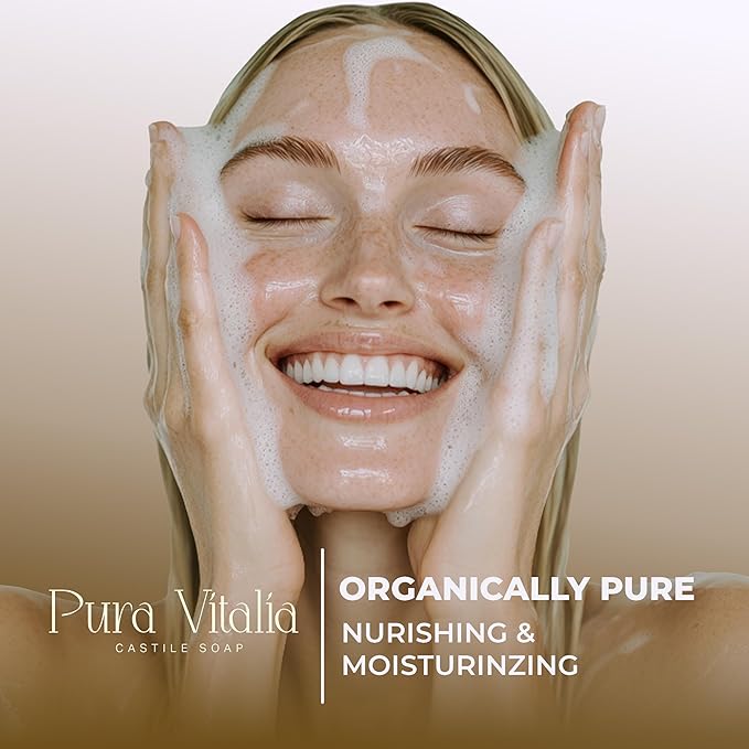 Unscented Organic Castile Soap | Body Wash & Cleanser for Face & Hands | Biodegradable, Eco-Friendly, Palm Oil Free, Vegan & Gentle | Made with 6 Natural Ingredients | 16 oz