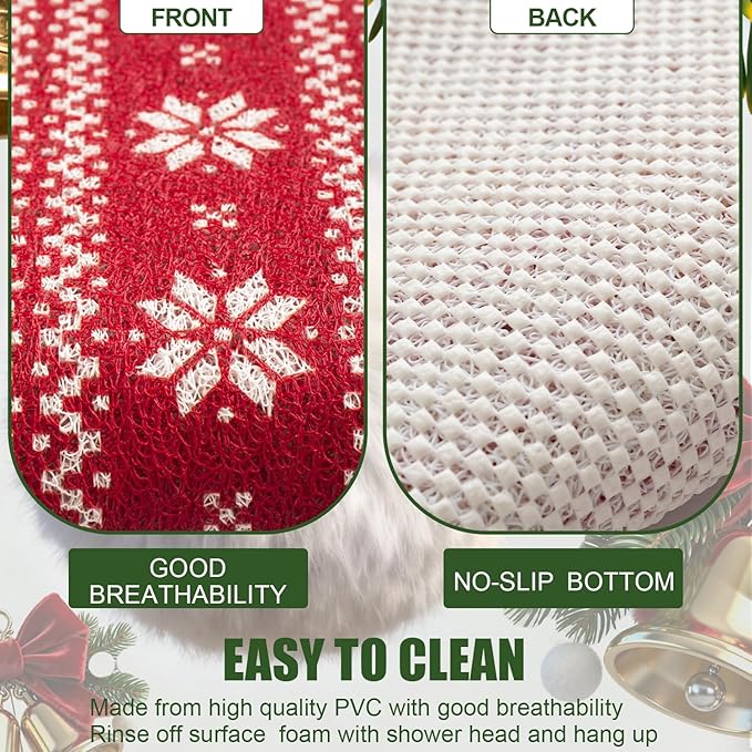 Christmas Non-Slip Bathtub Mat, Anti Slip Shower Mat, Fast Drying Bathtub Mats, Foot Scrubber Mat, Anti Slip Mat for Tub, Floor, Bathroom, Kitchen, Home, Hotel (Reindeer Snowflake, 40"x16")