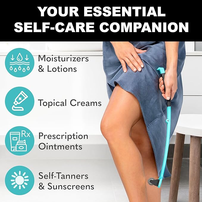 bearback Lotion Applicator for Back & Body – Long-Reach Roller for Even Lotion, Sunscreen, Self-Tanner & Medication Application – Foldable, Reusable, No-Help Design – American Small Business (Teal)