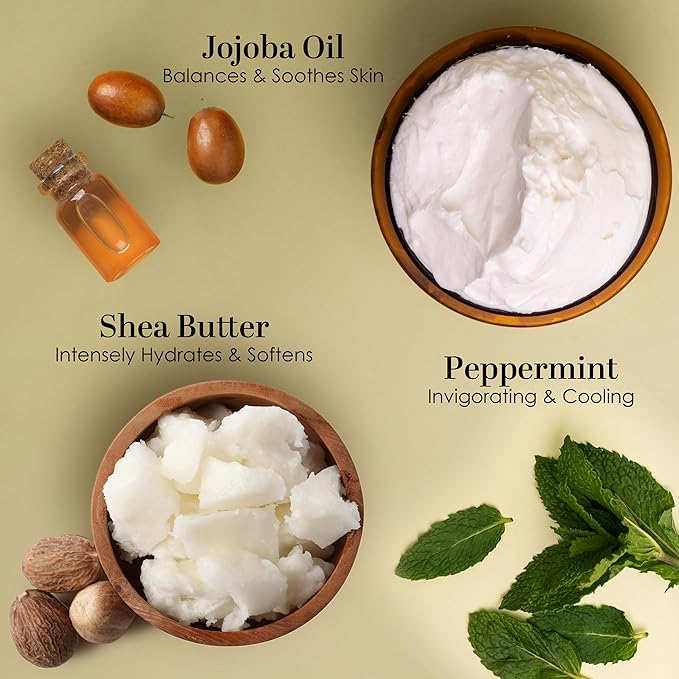 Peppermint Body Lotion | Moisturizer for Dry Skin | with Raw Shea Butter and Jojoba Oil | No Synthetic Fragrances, Non-Greasy Body Cream for Men and Women | 8 oz