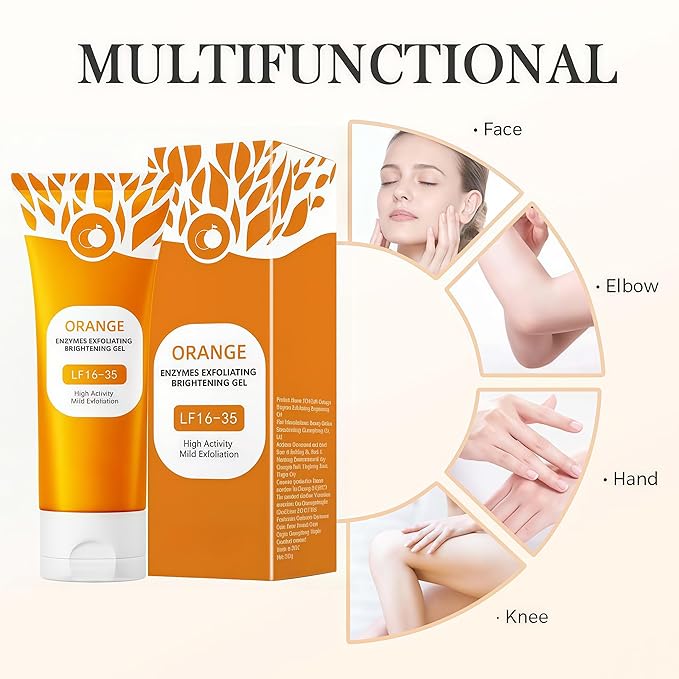 Orange Exfoliating Gel for Face and Body,2025 Exfoliating Cleansing Gel Scrub,Deep Clean Pores, Remove Blackheads & Moisturize Skin,All Types Skin（1 PCS - 3.38 fl oz）
