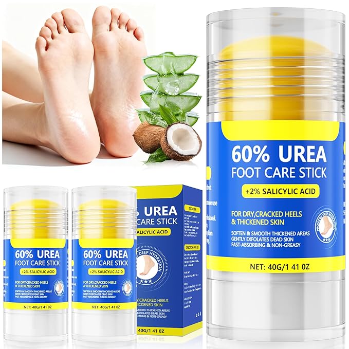 60% Urea & 2% Salicylic Acid Foot Cream for Cracked Heels, Intensive Moisturizing and Anti-Cracking, Repairs Dry and Rough Skin, Fast Absorbing, Callus Remover for Feet, Hands, Knees, Elbows (2)