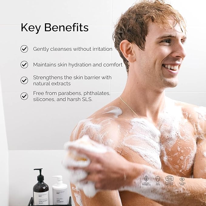 Nordisk Element Men’s Hand & Body Wash | Ginger & Cardamom Cleanser with Quince & Betaine | Hydrating Vegan Cruelty-Free Mens Shower Gel & Bodywash | Pump, Natural Shower Gel for Men | 16.5 fl oz