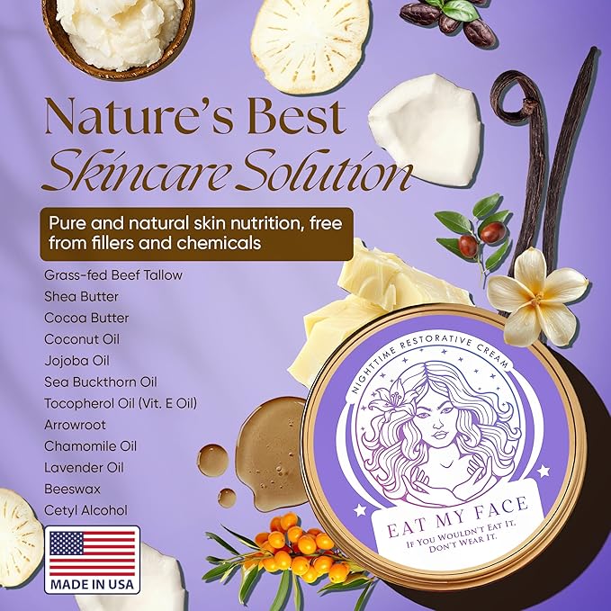 Beef Tallow Sunscreen SPF 30 & Tallow Face Moisturizer Bundle – Organic Sunscreen for Face with Non Nano Zinc Oxide, Reef Sun Protection, Cocoa Butter Night Cream with Shea & Vitamin E for Hydration