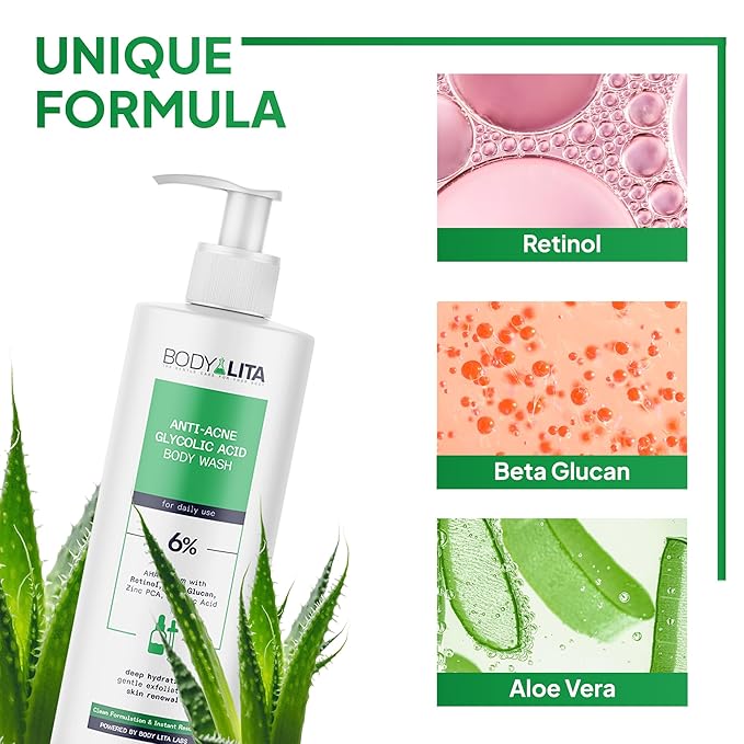 Anti Acne Glycolic Acid Body Wash for Acne Prone Skin, Helps Improve Skin Texture with Salicylic and Azelaic Acid, 5.07 Fl Oz (3)