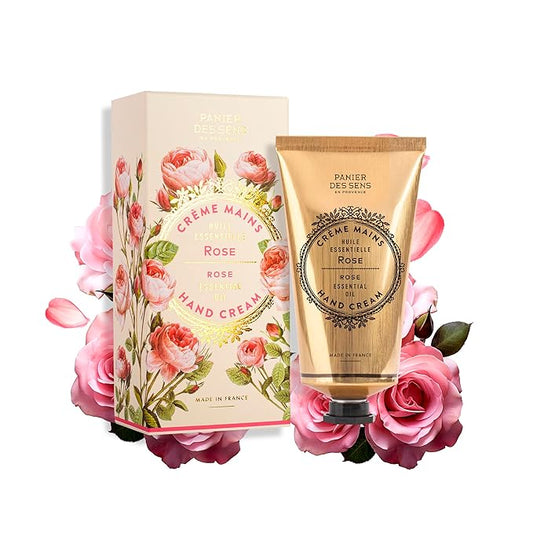 Panier des Sens Rose Hand Cream - Nourishing Shea Butter Hand Cream for Dry Cracked Hands 97% Natural Ingredients - Dermatologically Tested Hand Lotion for Woman Made in France, 2.5 fl oz