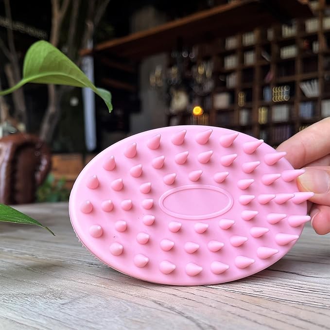 Premium Sensory Brush for Kids or Autism,Soft Silicone Body Scrubber,2 in 1 Sensory Room Occupational Therapy Sensory Brushes,Silicone Loofah,Pets Shower Brush Bath Brush Shampoo Brush(Spikes-Pink)