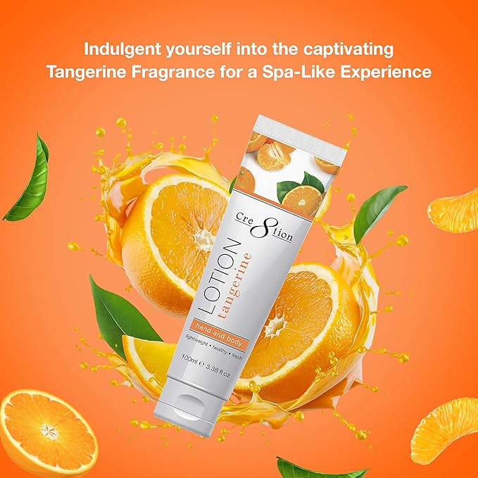 Cre8tion Spa Tangerine Hand & Body Lotion, Luxurious Lightweight Moisturizer for Silky, Smooth Skin, 3.3 Fl Oz