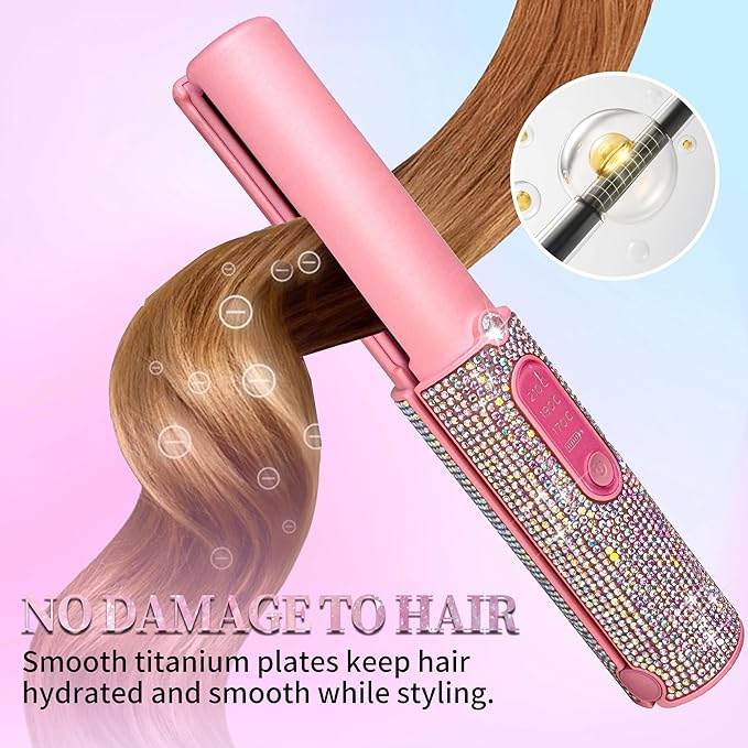 Cordless Hair Straightener, Portable Straightener 2 in 1 for Hair Straightening and Curling,5000mAh Mini Travel Hair Straightener,Fast Heating Titanium Flat Iron, 210°C/410°F Within Seconds (Mermaid)