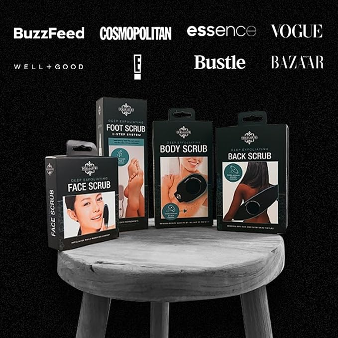 Dermasuri - Deep Exfoliating Body Mitt & Back Scrub Bundle - Bath & Shower Body Scrubs - Cleansing & Full Body Exfoliation - Spa Exfoliator Glove - Dry Skin Care Treatment for Women & Men