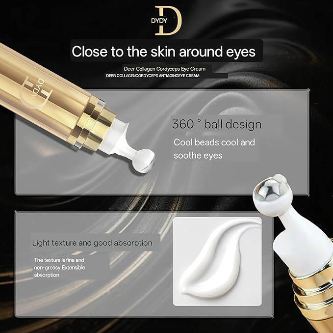 Rapid Reduction Eye Serum- Deer Collagen Cordyceps Anti-Wrinkle Eye Cream Improve Skin Elasticity, Reduce Fine Lines & Dark Circles Anti Aging Wrinkle Remover for Face- 0.71 fl. oz/20g