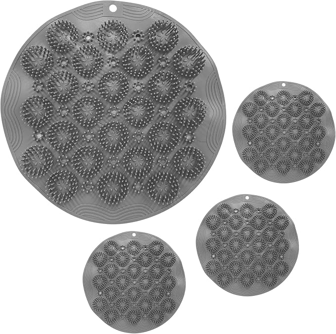 4-Pack Bath Scrubber Mat for Back Scrubbing and Foot Exfoliation - Dual-Use Shower Mats with Non-Slip Suction Cups - Soft, Durable, and Hygienic - Perfect for Full-Body Cleansing and Comfort