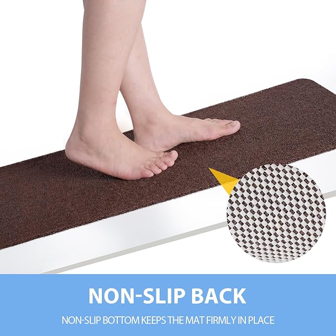 Non-Slip Bathtub Mat, Anti Slip Shower Mat, Fast Drying Bathtub Mats, Foot Scrubber Mat, Anti Slip Mat for Tub, Floor, Bathroom, Kitchen, Home, Hotel (Brown 24"×16")