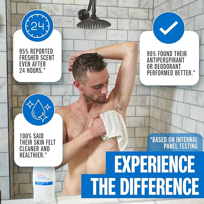 Carpe Exfoliating Underarm Scrub with Odor Protection, Underarm Exfoliator to Improve Deodorant Performance - Energizing Minty Fresh Smell - Armpit Scrub for Women and Men