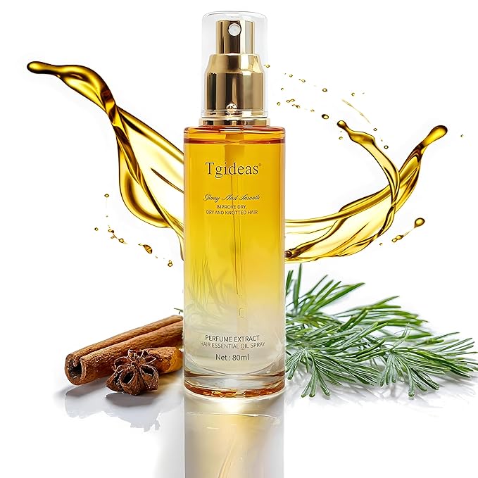 Tgideas Hair Oil Spray with Shea Butter and Jojoba Oil - Heat Protection Lightweight Anti-Frizz, Repair Split Ends, Color Protecting and Nourishing, Unisex Daily Care, 80ml