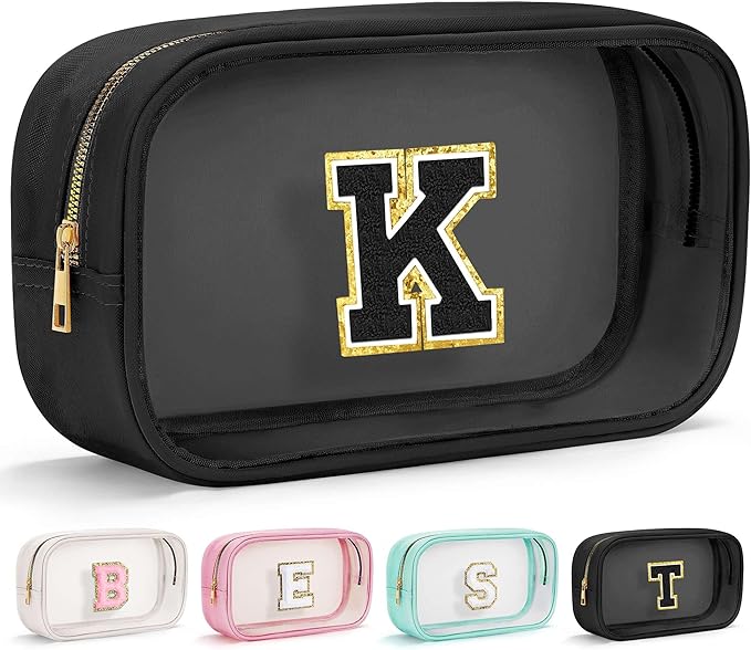 YOOLIFE Birthday Gifts for 3 4 5 6 7 8 9 10 11 12 13 Year Old Girls Travel Makeup Bag Pouch Toiletry Bag for Kids Clear Makeup Bag Cosmetic Bag Birthday Gifts for Girls Kids Preppy Stuff Black K