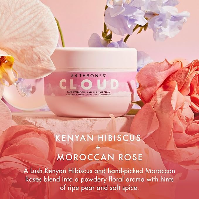54 Thrones Barrier Repair Cloud Cream, Ultimate Hydrating Skin Care, Hydrating Peptide Moisturizer, Skin Repair Cream, Active Repair, Kenyan Hibiscus + Moroccan Rose