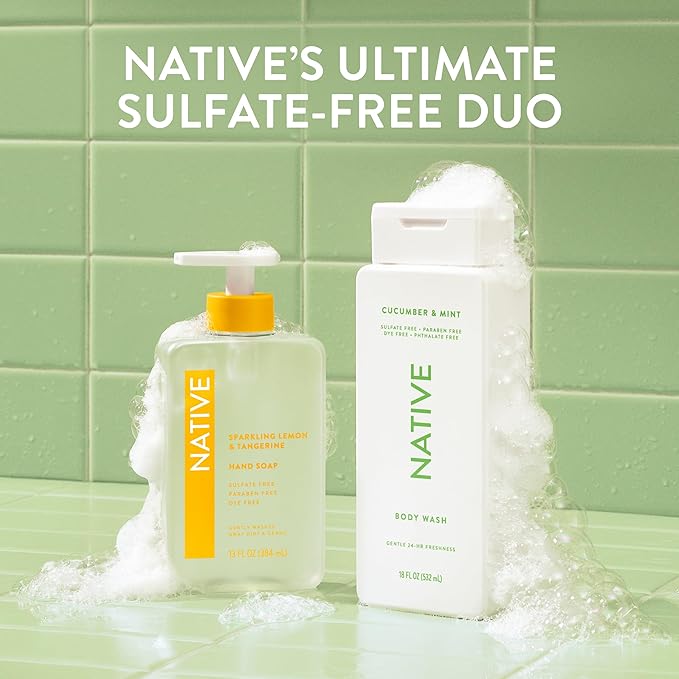 Native Sulfate Free Body Wash Contains Naturally Derived Ingredients | for Women & Men| Cucumber & Mint, 36 oz