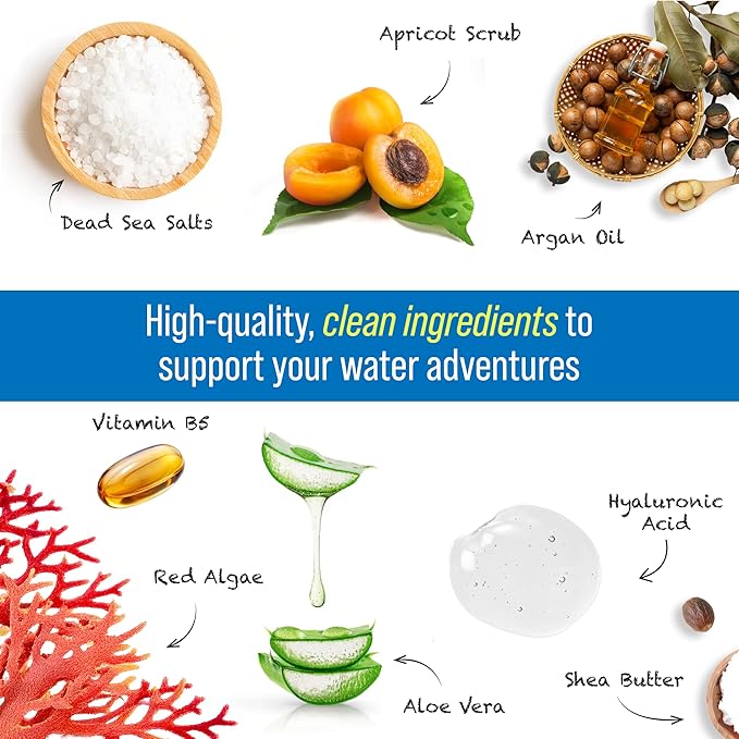 TRIHARD Chlorine Removal Body Wash and Lotion Set, Protects and Hydrates Sensitive Skin from Pool and Ocean, Pool Essentials for Pre and Post Swim Chlorine Skin Protection