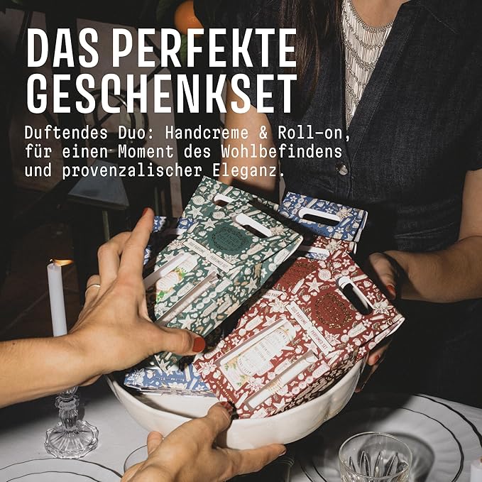 Panier des Sens - Jasmine Gift Duo - Hydrating Hand Cream with 96% Natural Ingredients & Roll-On Eau de Toilette - Made in France, Vegan, Perfect Holiday Gift - Travel Size 1.7 Fl Oz + 0.3 Fl Oz