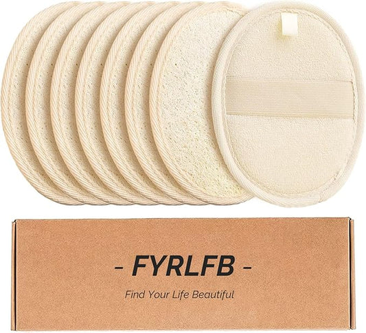 Natural Loofah Exfoliating Body Scrubber for Men and Women, Loofah Sponge Pads & Body Sponges Scrubber, Luffa Sponge to Clean & Relax Your Body Deeply (8 Pack)