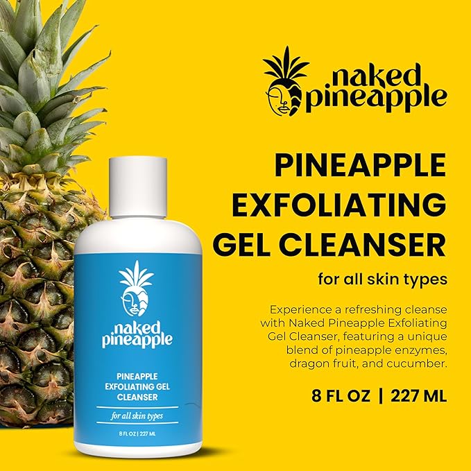 Pineapple Exfoliating Gel Cleanser with Enzymes - Gentle Daily Hydration and Radiance for All Skin Types - 8oz