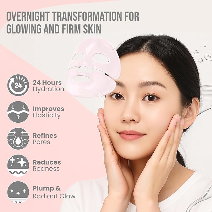 Salmon DNA PDRN Collagen Gel Face Mask hydrating anti-aging,firming,brightning,moisturizing,skincare all skin types 28g x 4 sheet Masks.