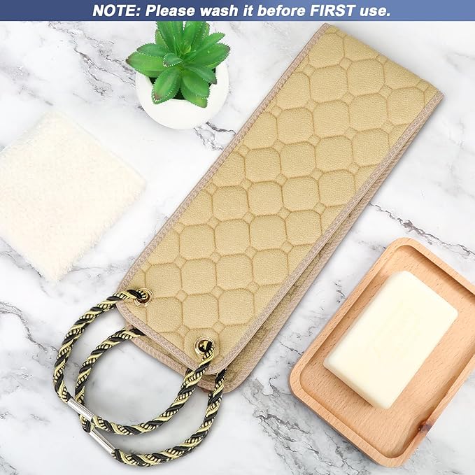 Exfoliating Back Scrubber with Handles, 39 Inch Double-Sided Back Exfoliator Body Scrub Towel, Exfoliating Washcloth Bath Tool for Use in Shower, Back Washer to Deep Clean Your Skin for Men & Women