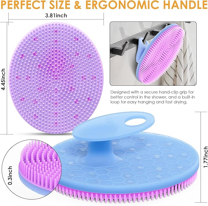 INNERNEED Magnetic Silicone Body Scrubber for Shower – Soft, Hygienic Exfoliating Body Brush with Magnetic Core for Daily Cleansing, Circulation & Skin Vitality (Purple)