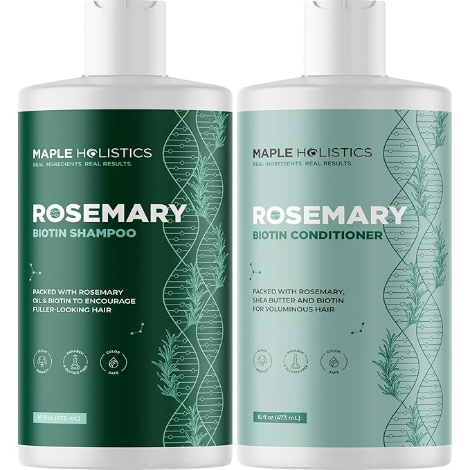 Biotin Rosemary Shampoo and Conditioner Set - Vegan Biotin Shampoo and Conditioner Set Volumizing Complex with Rosemary Essential Oil for Fine Weak & Dull Hair - Sulfate & Paraben Free (16 Fl Oz)