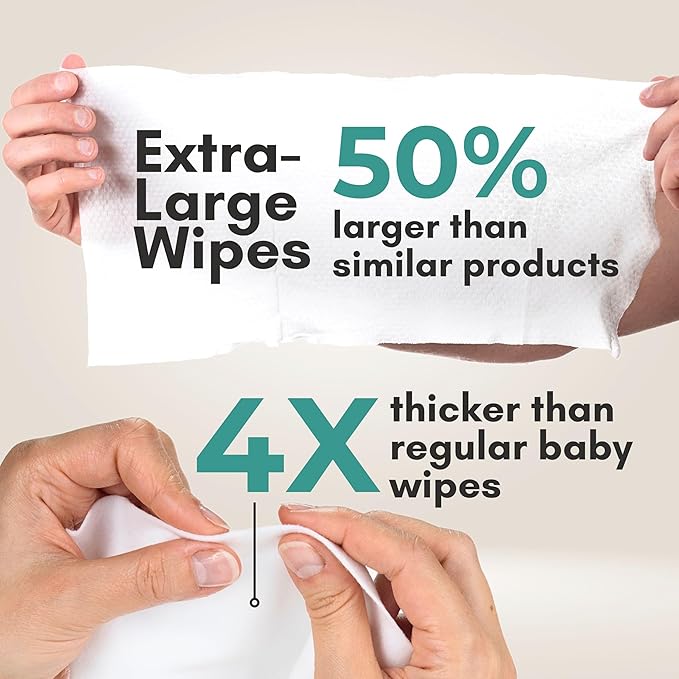 Nurture XL Ultra Thick Body Wipes for Adults w/Aloe | 40 Extra Large Disposable Cloth Wet Cleansing No Rinse Bathing Washcloths, Waterless Shower | Bath Wipe for Women, Men & Elderly