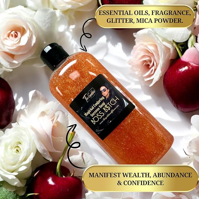 Boss B$tch Shower Gel – 8 oz Handmade Empowerment Body Wash Charged for Confidence, Power & Success – Bold Scent – Wiccan, Hoodoo, Pagan & Conjure Ritual Use – Vegan & Sulfate-Free