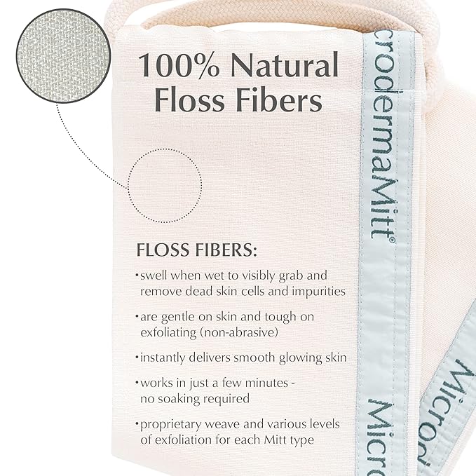 MicrodermaMitt Deep Exfoliating Back Scrubber for Bath & Shower - Dead & Dry Skin Remover - Double-Sided Exfoliator - Body Wash Cloth for Men & Women