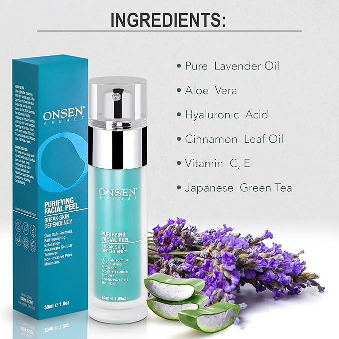 Onsen Secret Exfoliating Peeling Gel - Daily Gentle Face Exfoliator, Dark Spot Remover, Organic Facial Peel for Sensitive Skin, Natural Whitening Peeling Gel for Women, 1.7 fl oz/50 ml